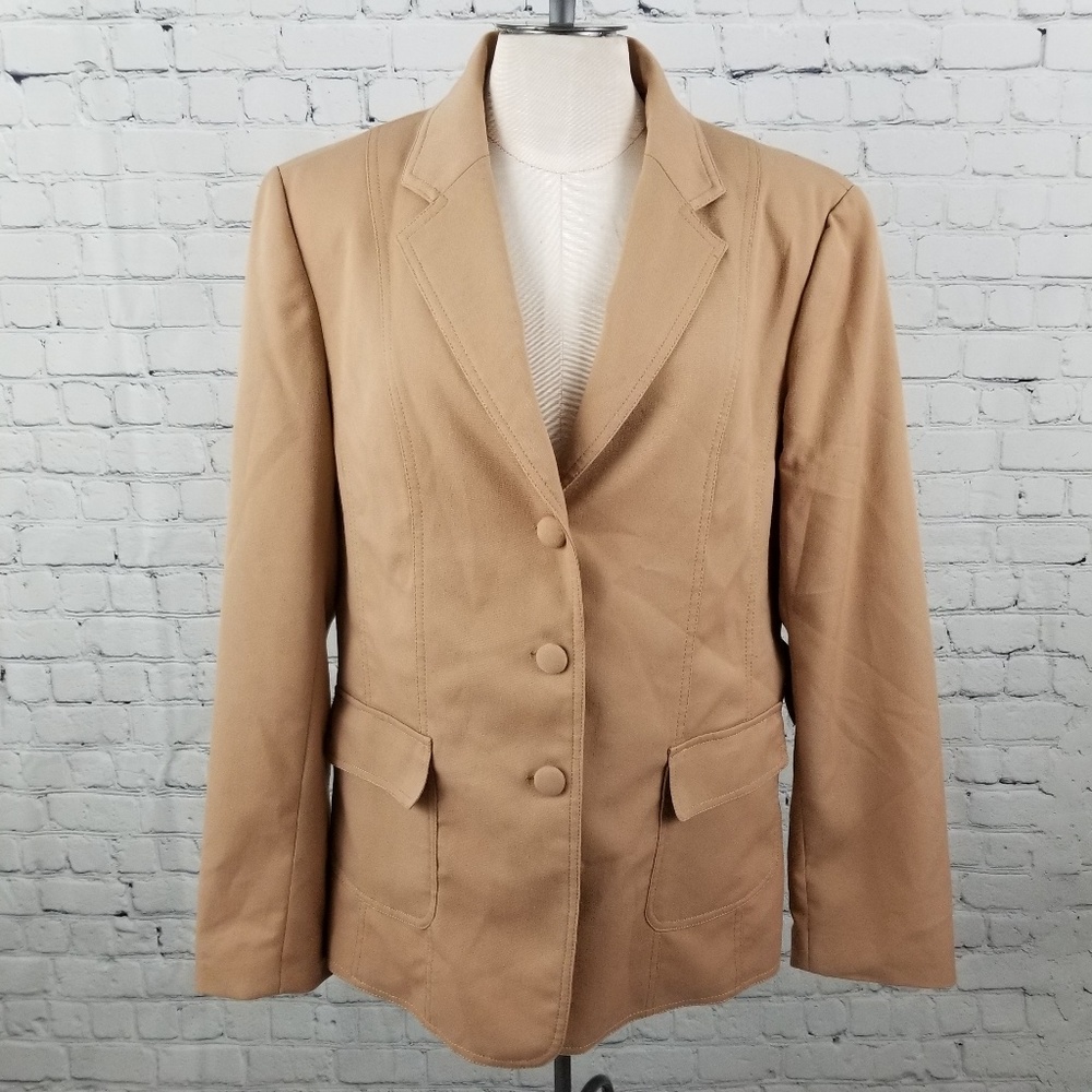 JESSICA McCLINTOCK | tan neutral jacket blazer